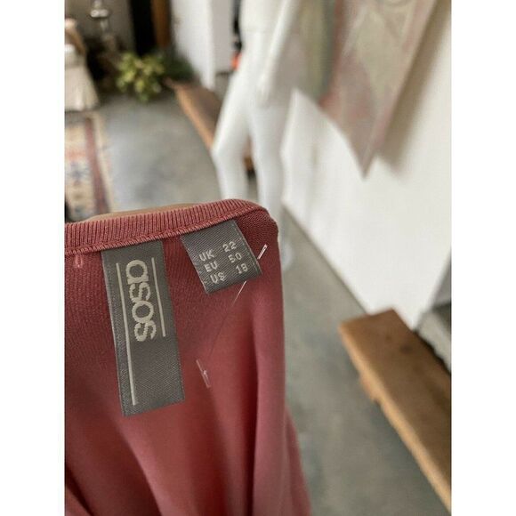 Asos Pink Square Neck Blouse Top Size 18 Long Sleeve - Picture 10 of 10